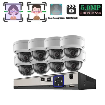 

5MP Face Record POE NVR Kits Security Camera CCTV System Face Distinguish IP Dome Camera Video Surveillance Set With RJ45 Cable