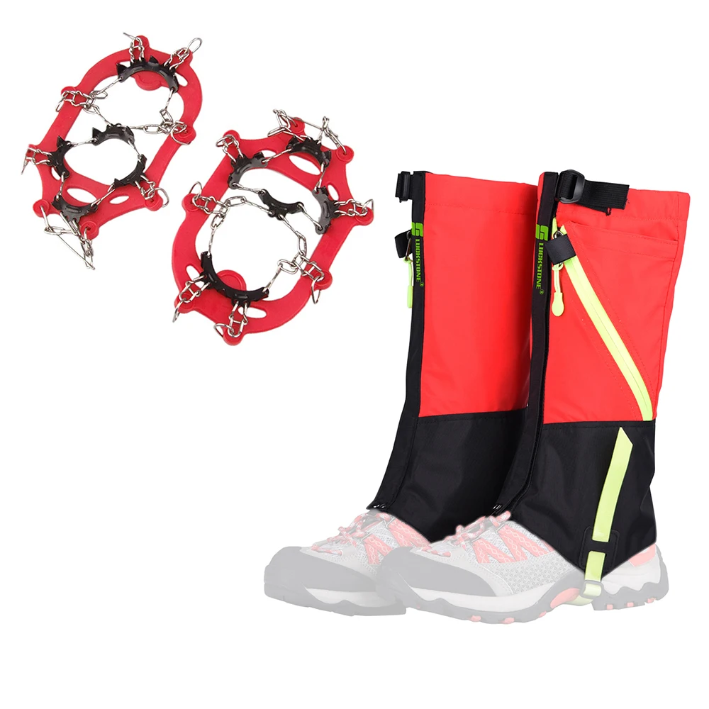 

Outdoor Adult Kids Leg Gaiters Ice Cleats Kits Snow Grips Breathable Windproof Boot Gaiters Guard Cover Camping Outdoor