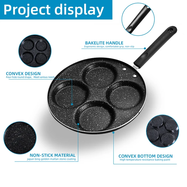 sarten tortitas, Sartenes antiadherentes duraderas para desayuno, utensilios de cocina para hacer huevos y jamón, 4/7 tazas - Imagen 6