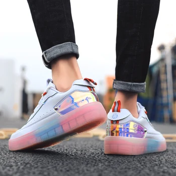 

Small white shoes hundred set the foundation tide men's wisdom smoked shoes Hong Kong wind super-fire plate shoes