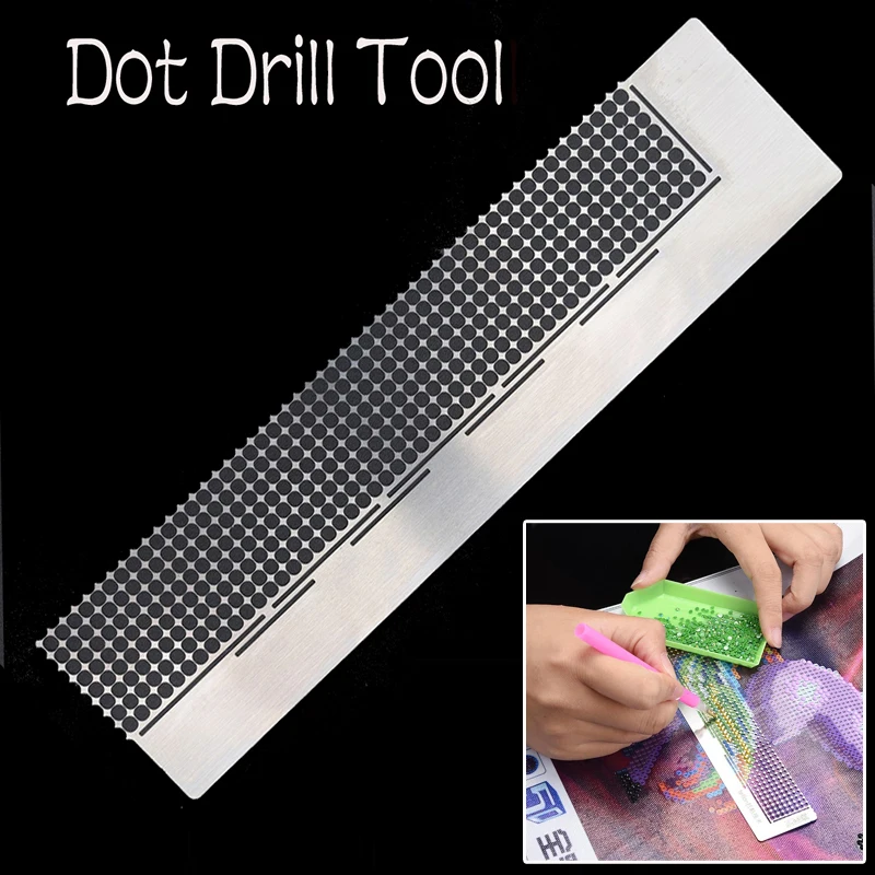 

8 Rows 400 Holes Dot Drill Tool Diamond Painting Embroidery Rhinestone Dot Drilling Ruler Dot Auxiliary Drill Tools 16X4CM