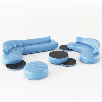 

Office negotiation area Modern furniture light blue luxury sofa set