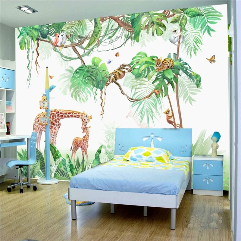 Personalizado do Sudeste Asiático Animais Papel de Parede 3d Mural Quarto das Crianças Quarto tv Fundo Decoração de Casa Girafa Papel de Parede