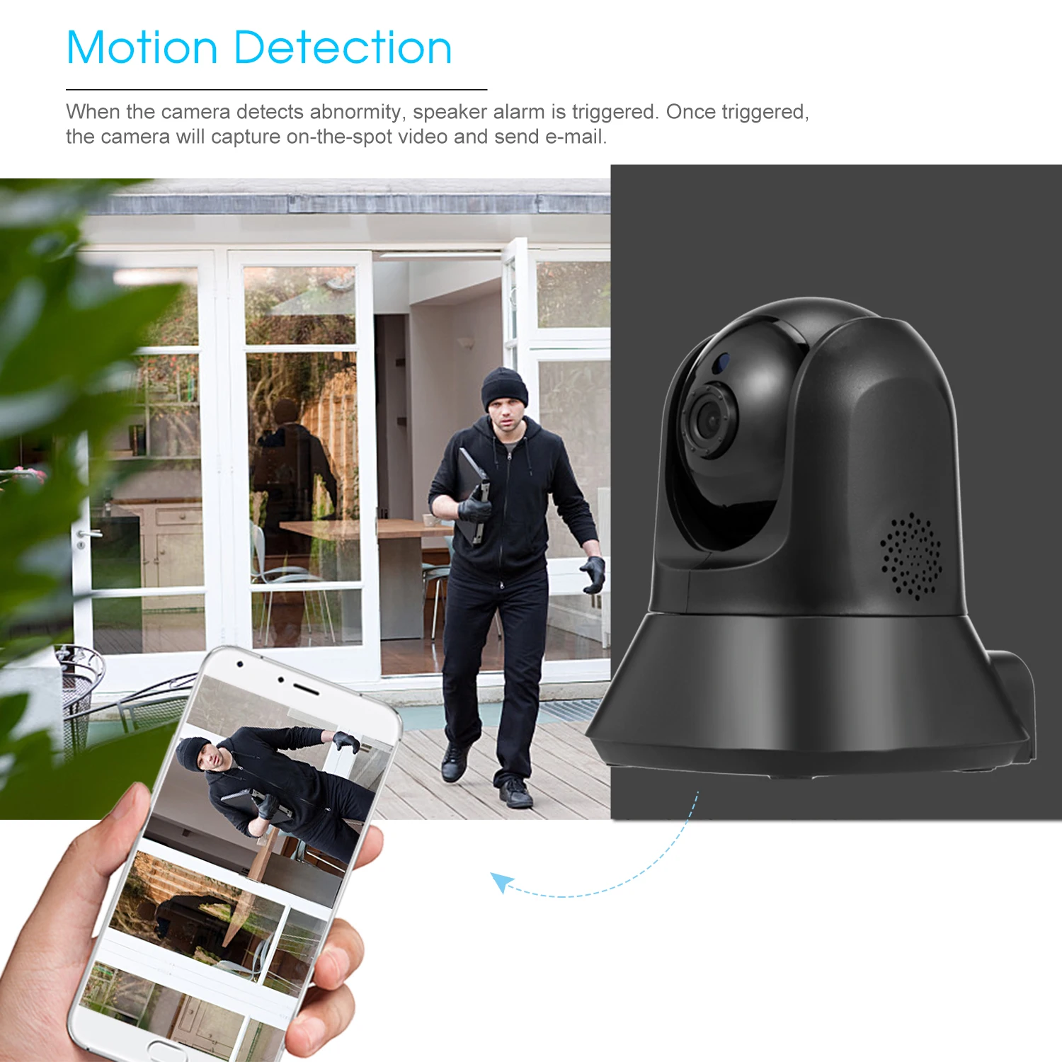 Wireless 1080P IP Camera WiFi Security Surveillance Camera Baby Monitoring Nanny Elder Pet Pan/Tilt P2P APP Connection Audio