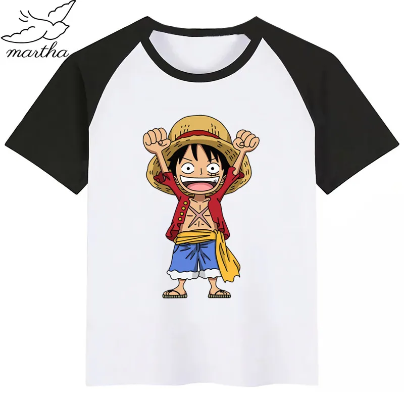Забавная футболка с LUFFY для мальчиков и девочек, детские топы с рисунками, Детская футболка, одежда для малышей