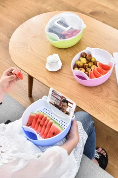 

Fruit Plate Trinket Dish Wood Plates Dishes Platter Dishes Christmas Plate Double Layer Fruit Tray Drain Basket Kitchen tool