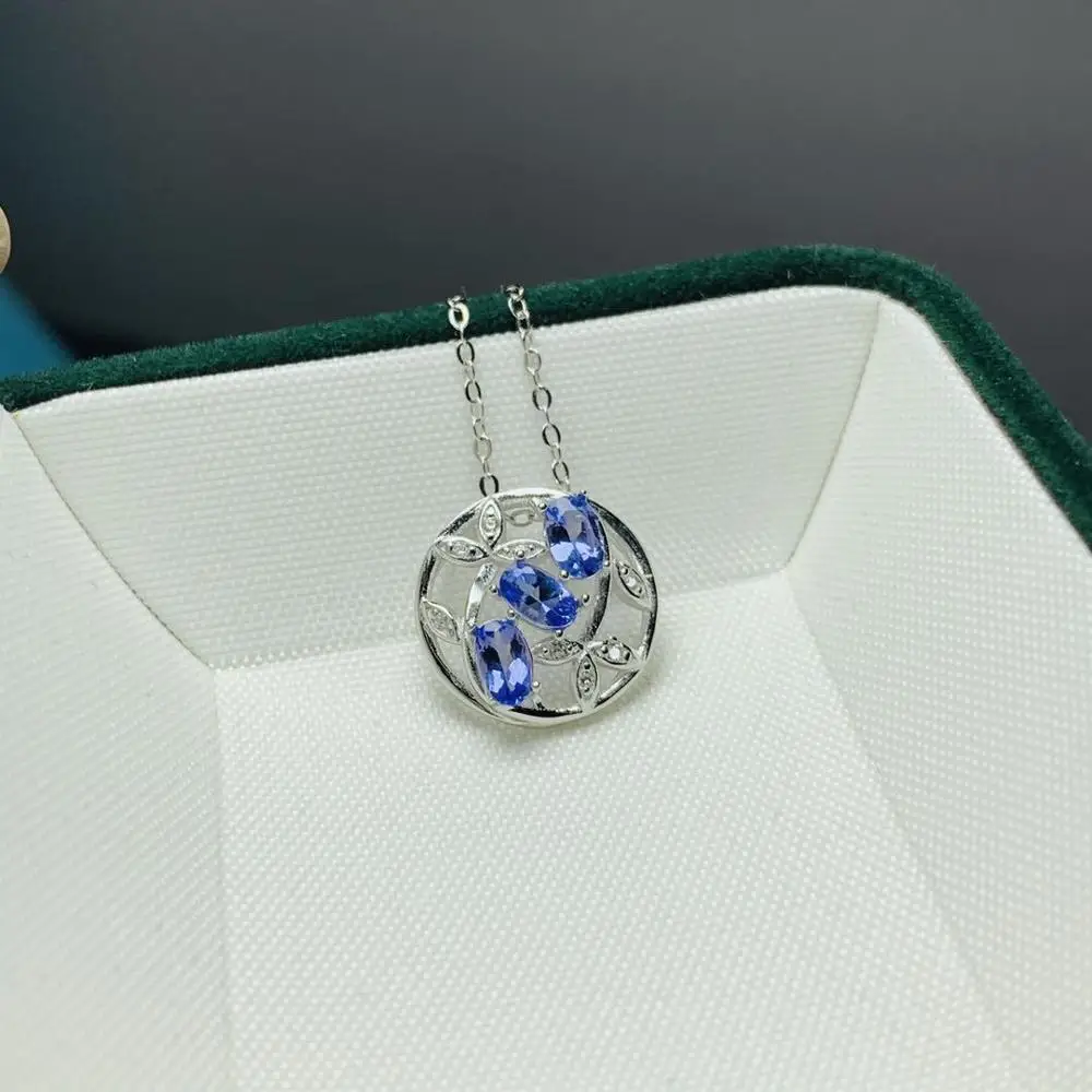 Tanzanite Collana Naturale Reale Tanzanite Pendente Solido S925 In Argento Sterling Per Le Donne Di Colore Della Pietra Di Gemma Gioielleria Raffinata
