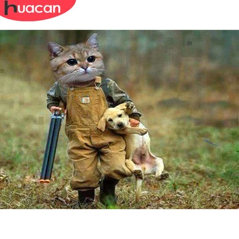 

HUACAN Full Square Drill 5D DIY Diamond Painting Animal Cat 3D Embroidery Cross Stitch Home Decoration Gift