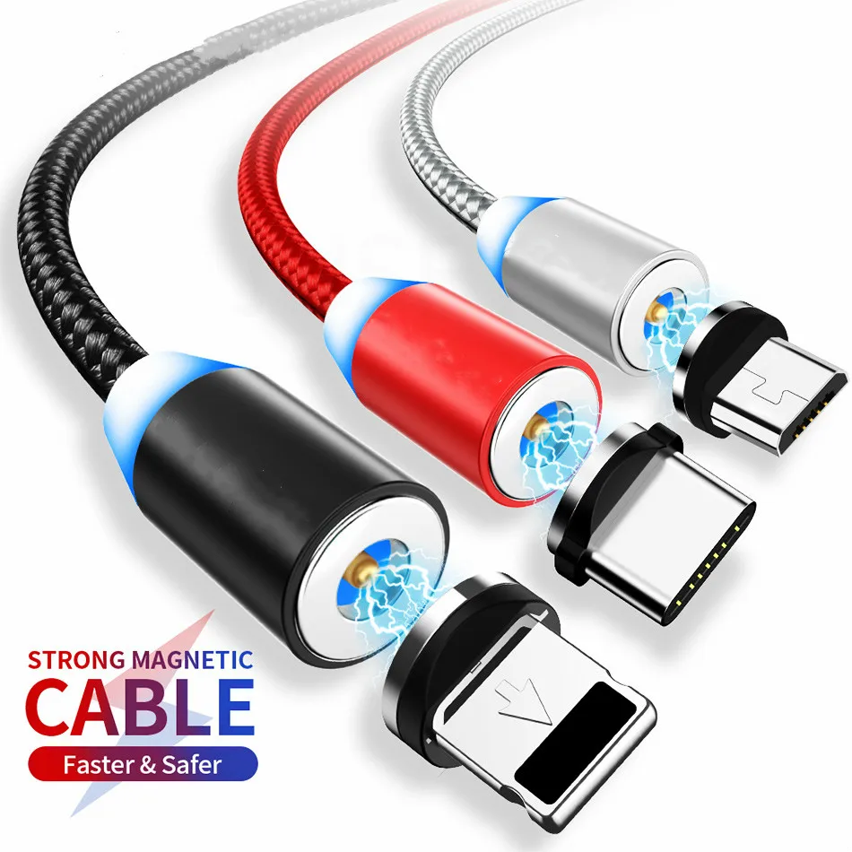 

Magnetic Micro USB Cable For iPhone 11 Samsung Fast Charging Data Wire Cord Magnet Charger USB Type C 3m Mobile Phone Cable