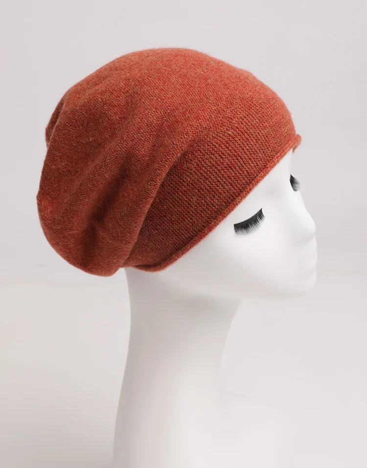 Вязаная шапка из чистого кашемира, вязаная зимняя мягкая теплая, Женская Осенняя плотная Модная вязаная шапка, повседневные шапочки