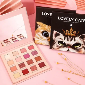 

16 colors lovely cats eyeshadow pallete shimmer matte glitter long-lasting easy to wear pigment powder eyeshadow palette makeup