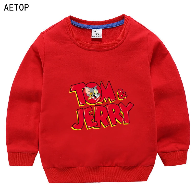 Wholesale Boys Girls Tom and jerry thin Sweatshirt Funny 9 color Kid autumnr O-Neck Tops Children Cartoon T shirt Baby - Цвет: as picture