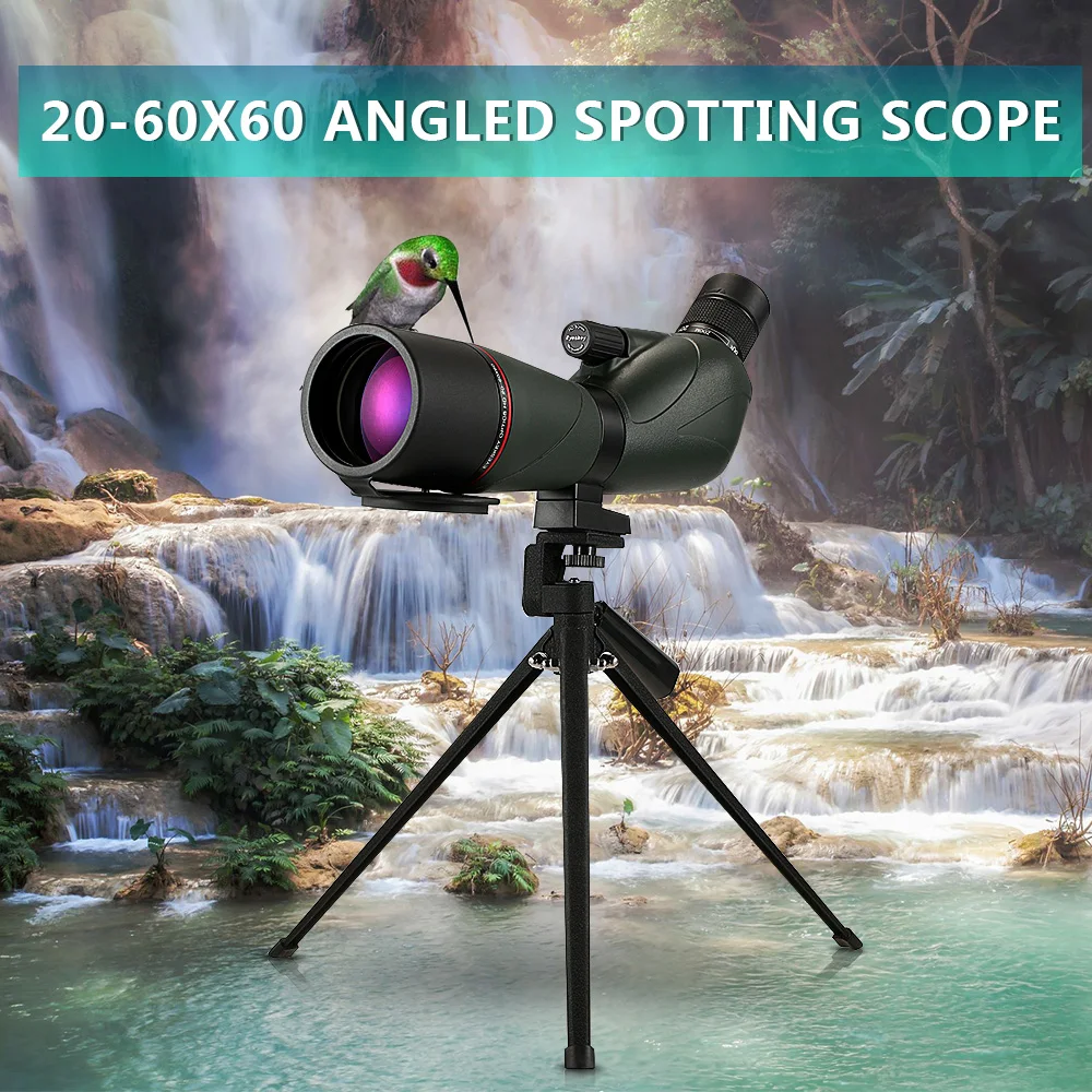 

Eyeskey 20-60x60 Angled Spotting Scope BaK4 Waterproof Fogproof Portable Travel Scope Monocular Telescope with Tripod Carry Case