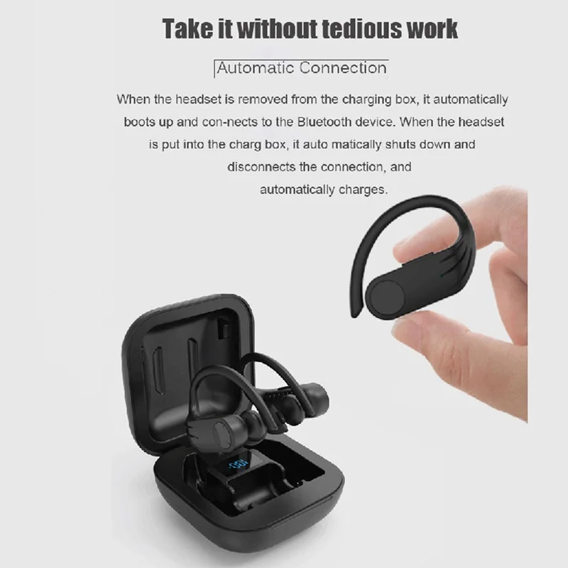 B1 Спортивная Bluetooth гарнитура цифровой дисплей Висячие Наушники Tws 5,0 беспроводная Bluetooth гарнитура