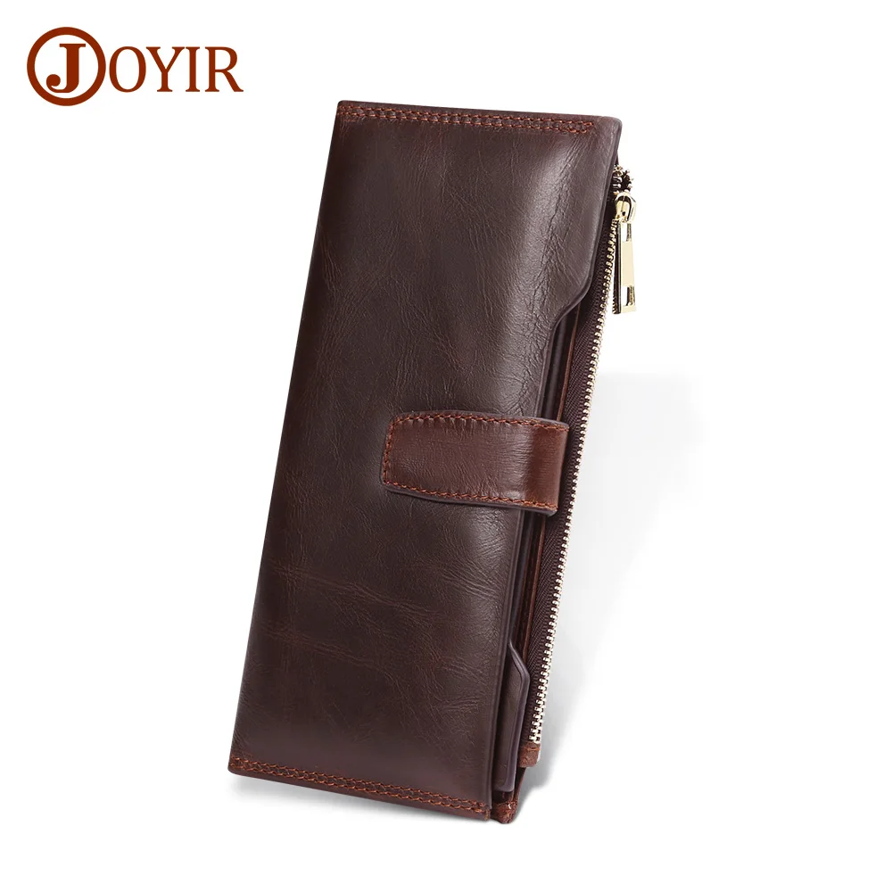 Joyir из натуральной кожи для женщин и мужчин клатч кошелек RFID сотовый телефон карман длинные женские Кошельки Hasp кошелек универсальный кошелек для монет держатель для карт - Цвет: Coffee wallet