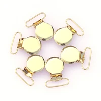 10Pcs Gold Round Shape Pacifier Suspender Clips Baby Pacifier Holder Crafts With Plastic Insert for 25mm Ribbon 1