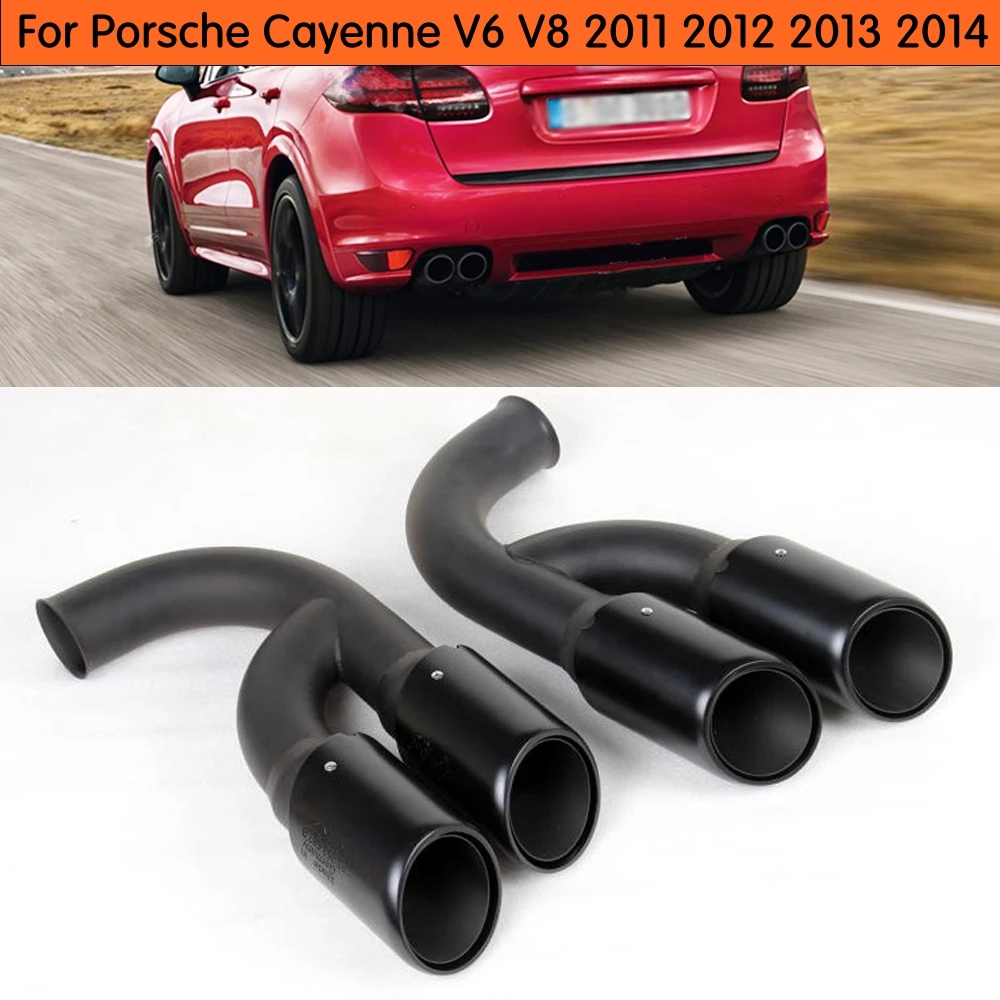 

Gloss black Tail Exhaust Tips Muffler Pipe For Porsche Cayenne V6 V8 2011 2012 2013 2014 year Cayenne Stainless steel mufflers