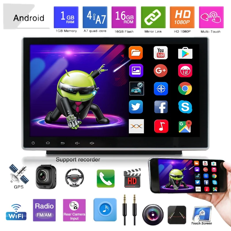 Sale Android 8.1 2Din 10.1 Inch Car Universal Radio Dual Channel Stereo GPS Navigator Video WIFI USB Bluetooth Car Radio Multimedia R 3