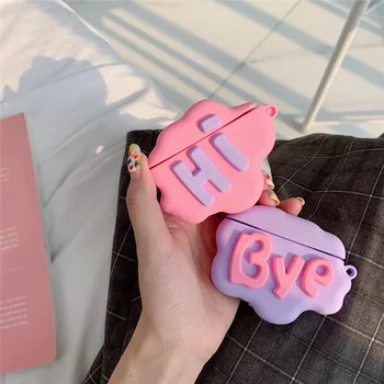 

For AirPods 2 Case 3D HI BYE Cloud Letter Cartoon Soft Silicone Wireless Earphone Cases For Apple Airpod Case Cute Cover Funda