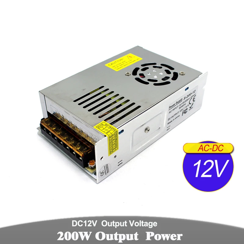 12V 16.7A 200W блок питания постоянного тока светодиодный трансформатор 220V 110V AC DC12V SMPS для камеры видеонаблюдения