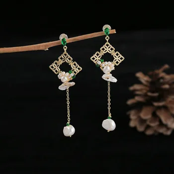 

Handmade Natural Fresh Water Pearl Drop Earrings For Women Wedding Party Natural Stone Earrings Luxury Fine Jewelry
