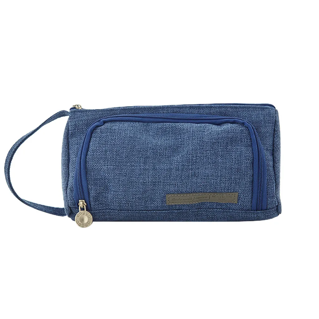 Blue Однотонный пенал из ткани Estuche Escolar на молнии красивый Карандаш сумка Piornik Szkolny школьные принадлежности - Цвет: Blue