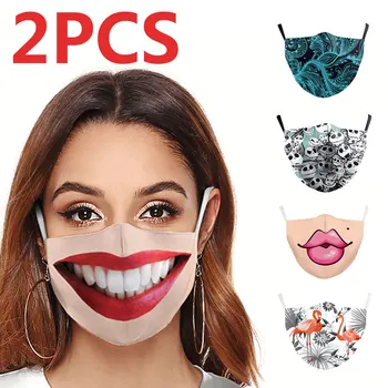 

2PCS Mundschutz Maske Mascarillas Hombres Mouth Mask Mascarillas Reutilizable Mondkapjes Masks Print Men for Germ Protection