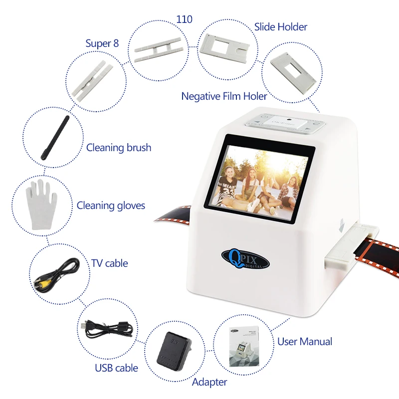 Portable 35mm Film Scanner Digital Film Converter with 22 Mega Pixels 110 135 126KPK Super 8 Negati