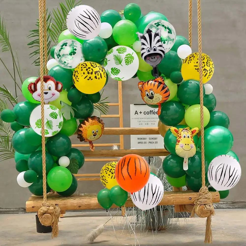 Jungle Safari Balloon Arch Kit, Party Decorations Sage Green Garland Kit  Balloons Coffee and Gold for Born to be Wild Baby Shower 