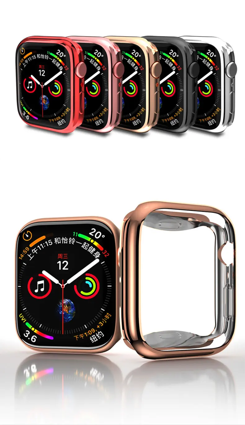 Cover for Apple Watch Case 45mm/41mm 44mm/40mm 42mm/38mm TPU bumper Accessories Screen Protector iWatch Series 6 4 3 SE 7 8 Case