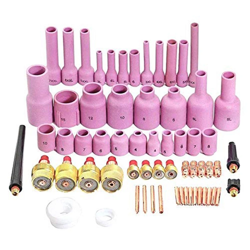

63Pcs TIG Gas Lens Back Cap Collet Body Assorted Size Fit TIG Torch SR WP9 20 25