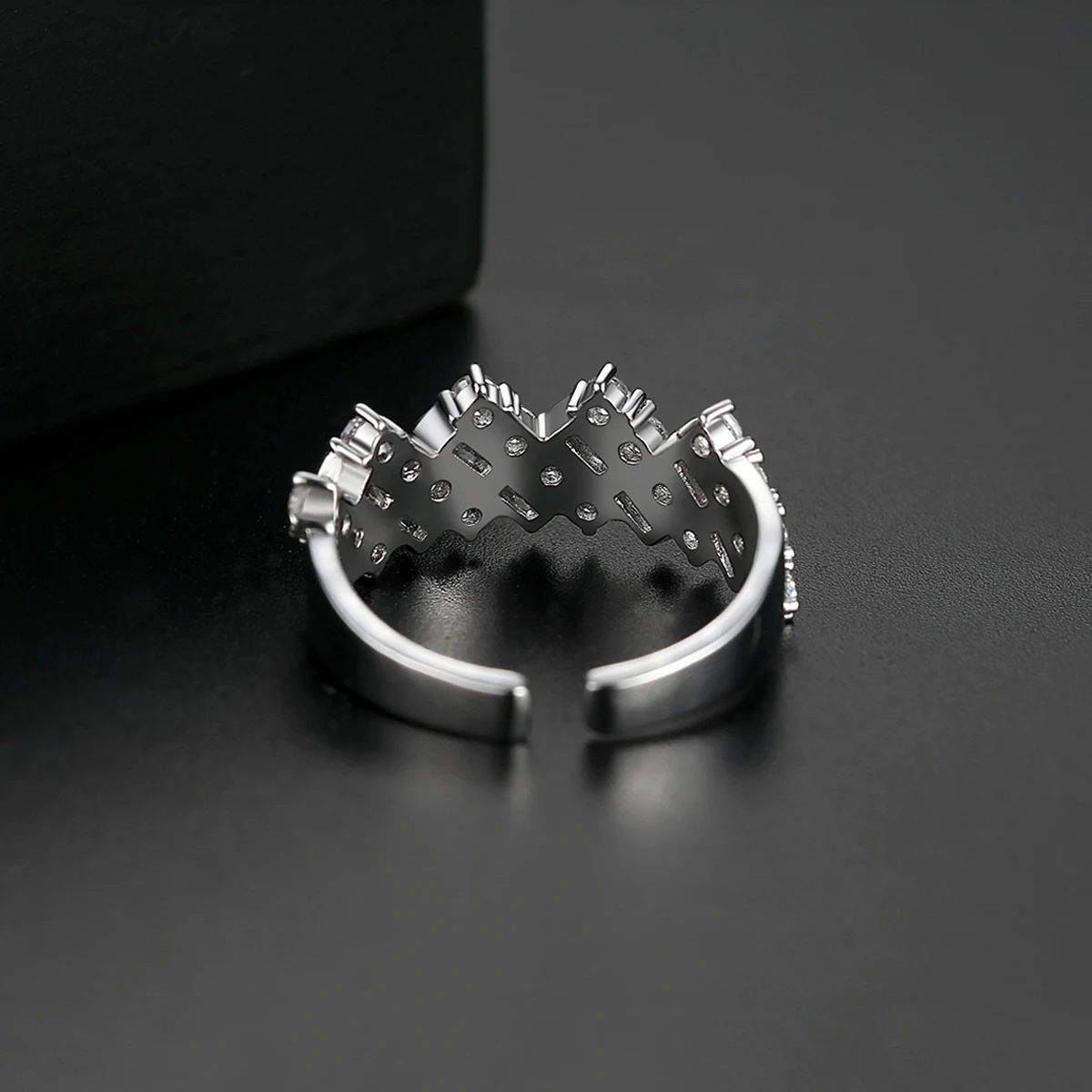 LUOTEEMI, геометрическое кольцо с изменяемым размером, Открытое кольцо для женщин, свадебное обручальное, AAA, прозрачный кубический циркон, белое золото, цвет, модное ювелирное изделие