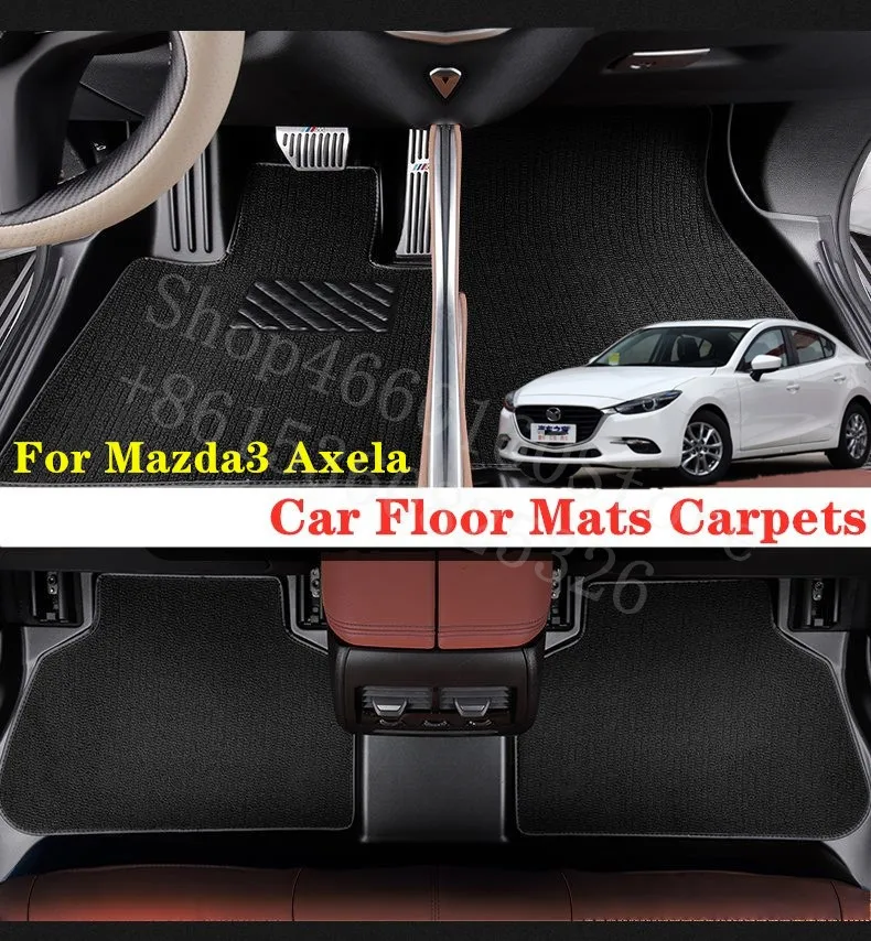 Puou для Mazda 3 Axela автомобильные коврики, ковры, передний и задний полный набор, пользовательские автомобильные накладки для ног, автомобильные водонепроницаемые ковровые покрытия