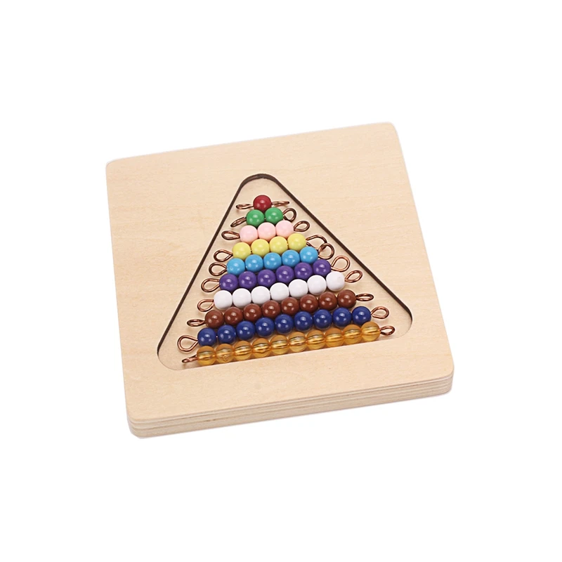 Montessori Wood Bead Toy Colored Bead Stairs with Tray 1-10 Beads Math Early Childhood Education Preschool Training Learning Toy 5