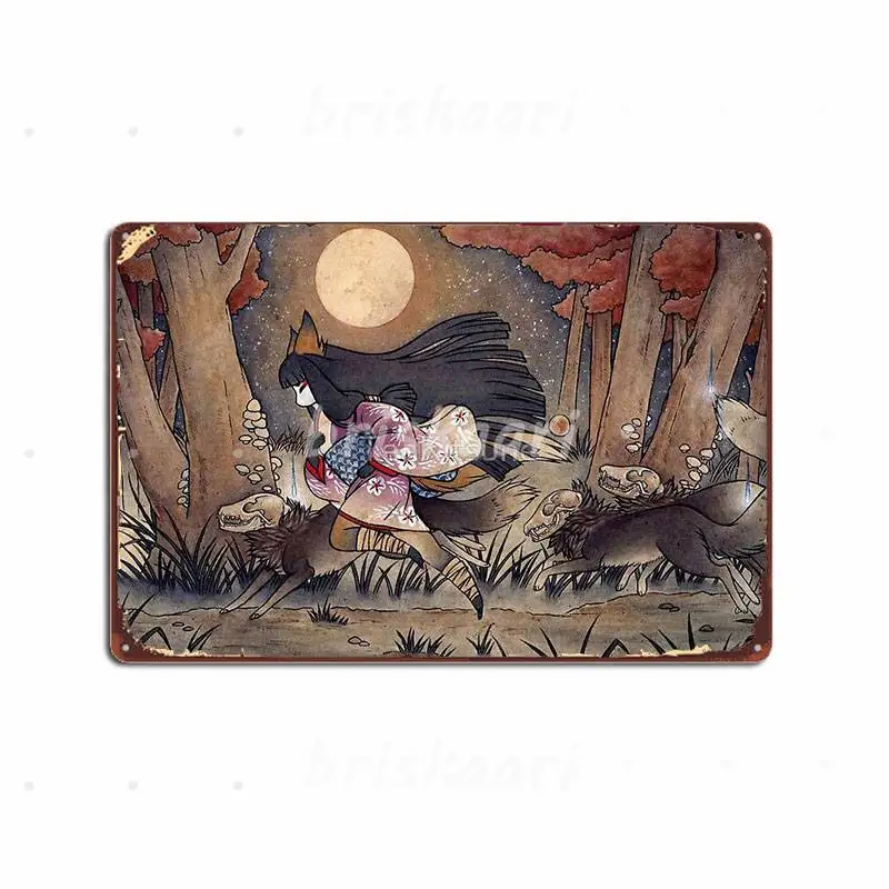 Correre Con I Mostri Kitsune Fox Yokai Targhe In Metallo Club Bar Design Pittura Arredamento Cinema Soggiorno Poster In Metallo