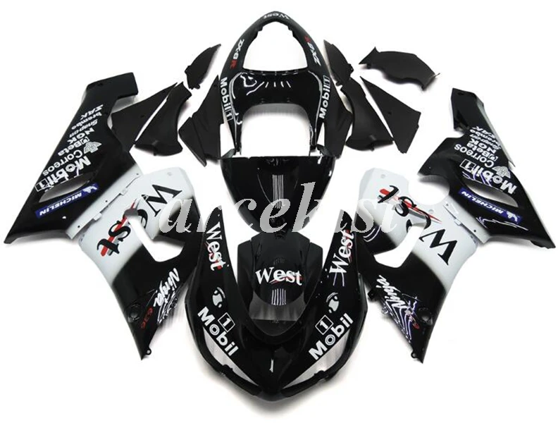 4 подарки ABS мотоцикл Полный обтекатели комплект подходит для Kawasaki Ninja ZX-6R 2005 2006 05 06 ZX6R 636 Комплект кузова черный WEST - Цвет: black WEST