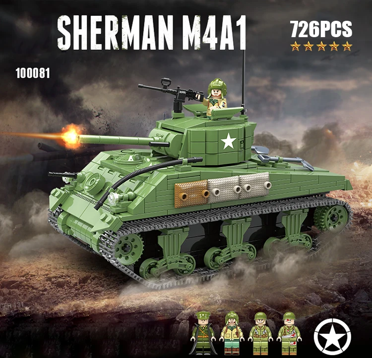 WW2 M4A1 Шерман средний танк batisbricks строительный блок мировая война США армейские фигурки модель оружие кирпичи игрушки коллекция