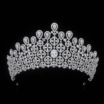 

Bridal Hair Jewelry Cubic Zirconia Zircon Tiaras and Crowns Queen Princess CZ Diadem Pageant Prom Hairbands Wedding Accessories