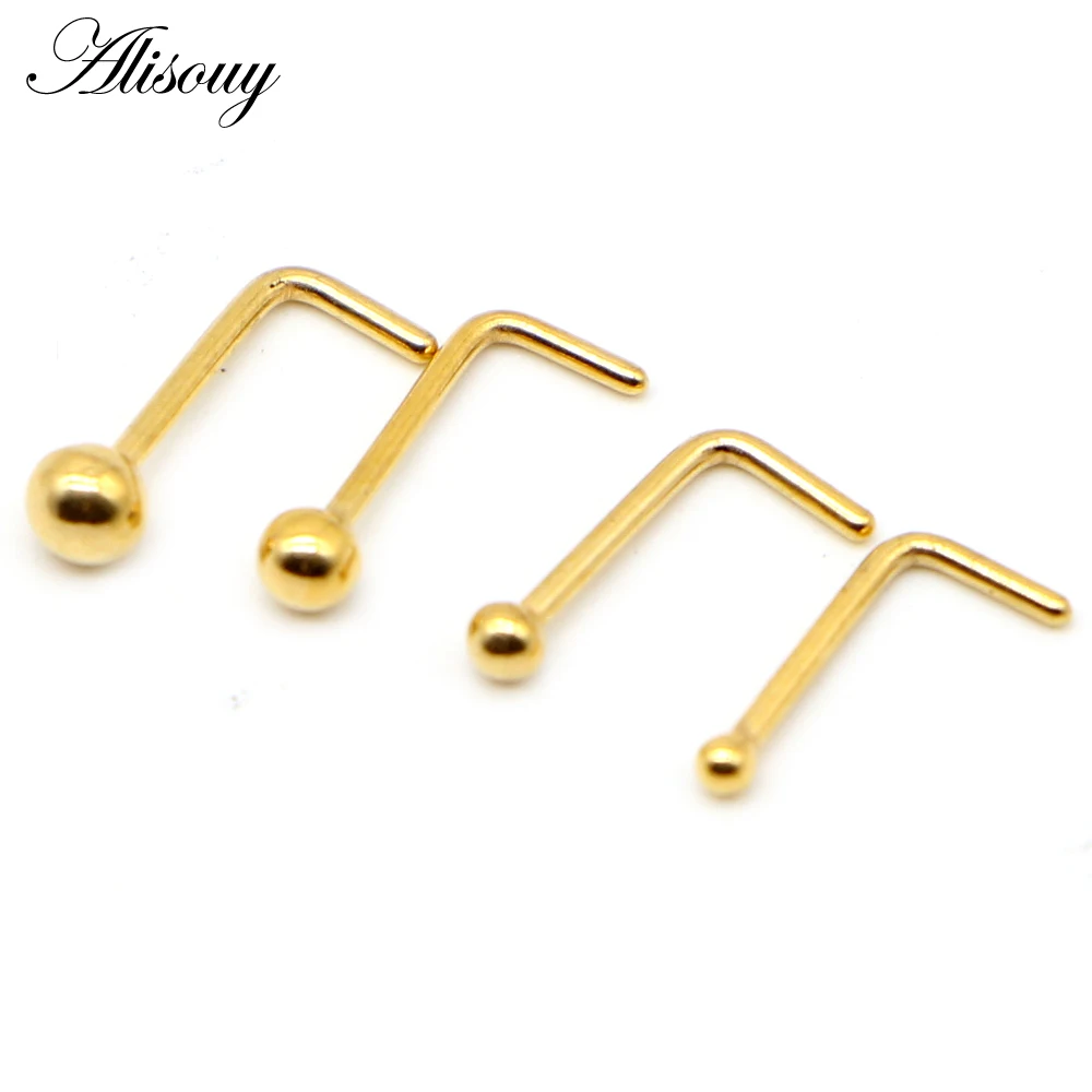 Nose Studs Ball Round Nose Rings L-Shape Stainless Steel Piercing Body Jewelry 1PC for Women nose rings piercing jewelry nose studs body piercing jewelry body jewelry