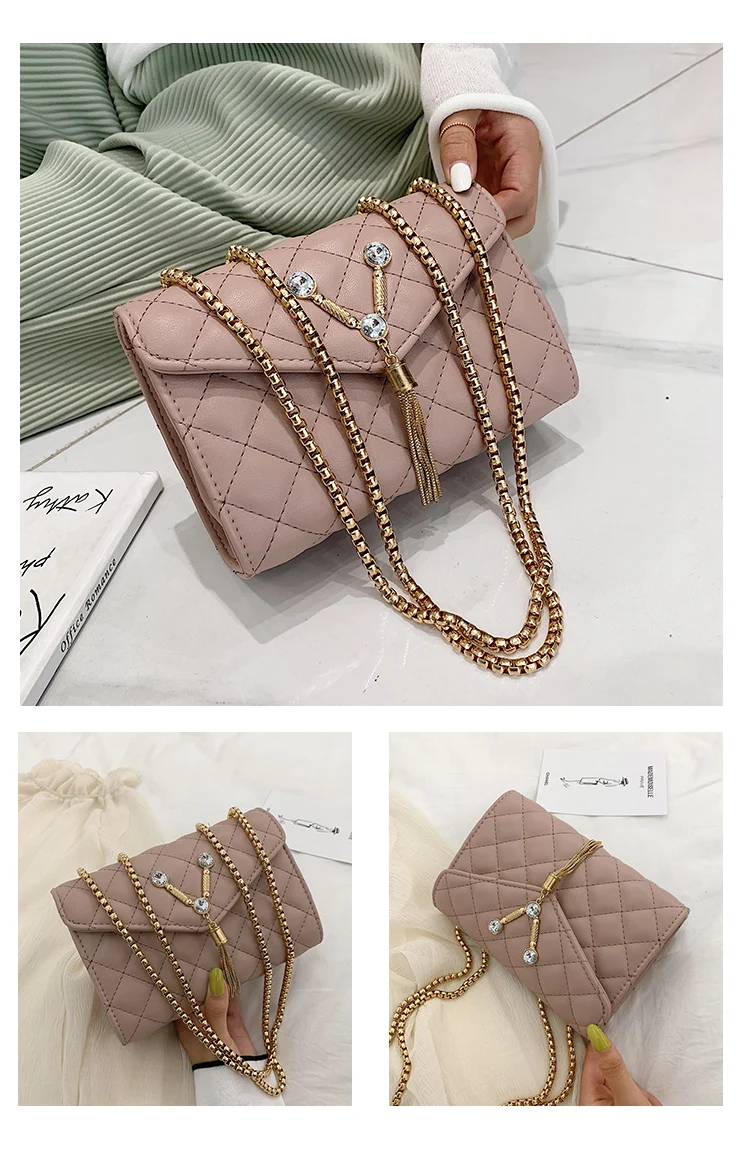 Женская сумка Bolsas Feminina Bolsos Mujer, новинка, Корейская версия, универсальная сумка-мессенджер на одно плечо с цепочкой, маленькая квадратная сумка