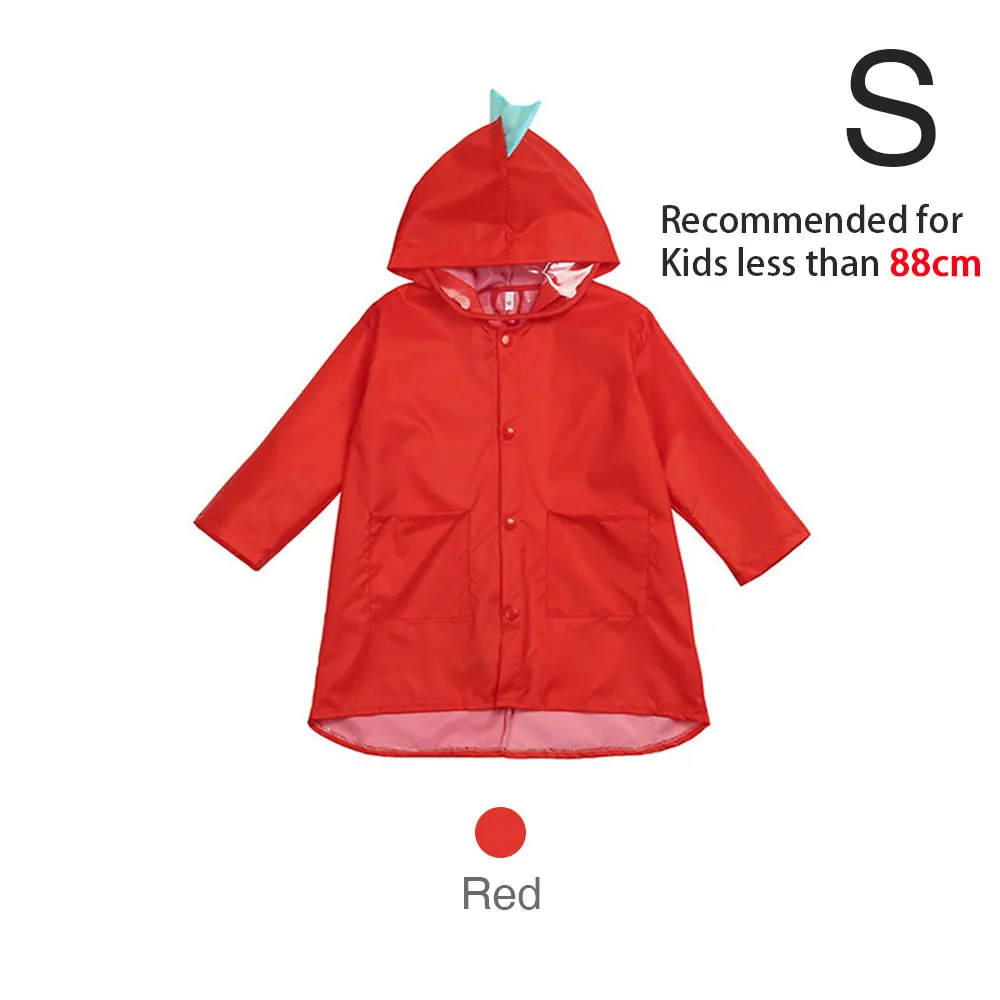 Red S Плащ-дождевик для маленьких детей с милым динозавром; непромокаемая одежда для студентов; ветрозащитное пончо с рисунком; Рождественский подарок для От 1 до 3 лет детей - Цвет: Red S
