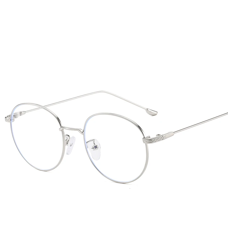 Новые компьютерные очки, очки в оправе анти голубой свет очки для игр антибликовые женские очки круглые прозрачные линзы очки - Цвет оправы: Silver