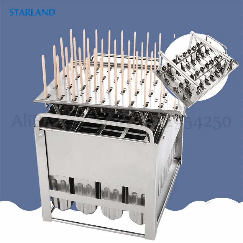 Quality Commercial Food-Grade Stainless Steel Popsicle Mould DIY Ice Cream Molds With Sticks Holder 40 Cells Ice-Pop Mold 2