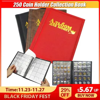

250 Pieces Coins Storage Book Commemorative Coin Collection Album Holders Collection Volume Folder Hold Multi-Color Empty Coin