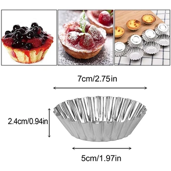 

30Pcs Tart Mold Cake Cup Jelly Mold Flat Cake Mold Tinplate Baking Tools