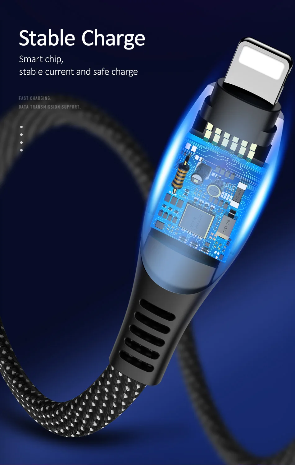 USAMS светодиодный цифровой USB кабель для iPhone XS Max XR X 2A кабель передачи данных для быстрой зарядки нейлоновый плетеный шнур провод для iPhone 8 7 iPad кабель