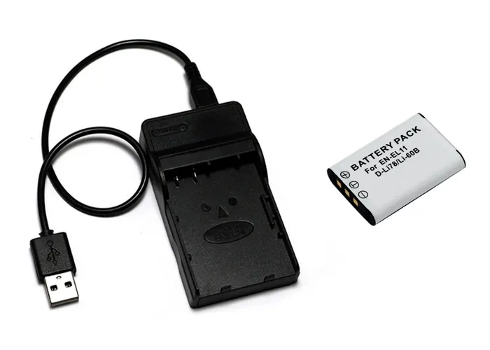 Белый Li-60B Li60B EN-EL11 ENEL11 DB-L70 DBL70 DB-80 DB80 Камера Батарея+ USB Зарядное устройство для цифровой камеры Olympus FE-370 - Цвет: Белый