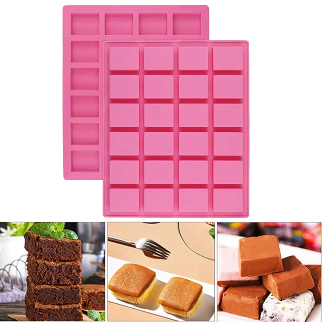  SILIVO Bite-Size Silicone Brownie Pan with Dividers - 2 Pack  24-Cavity Non-Stick Mini Silicone Molds for Brownie Bites, Keto Fat Bombs,  Fudges and Chocolates: Home & Kitchen