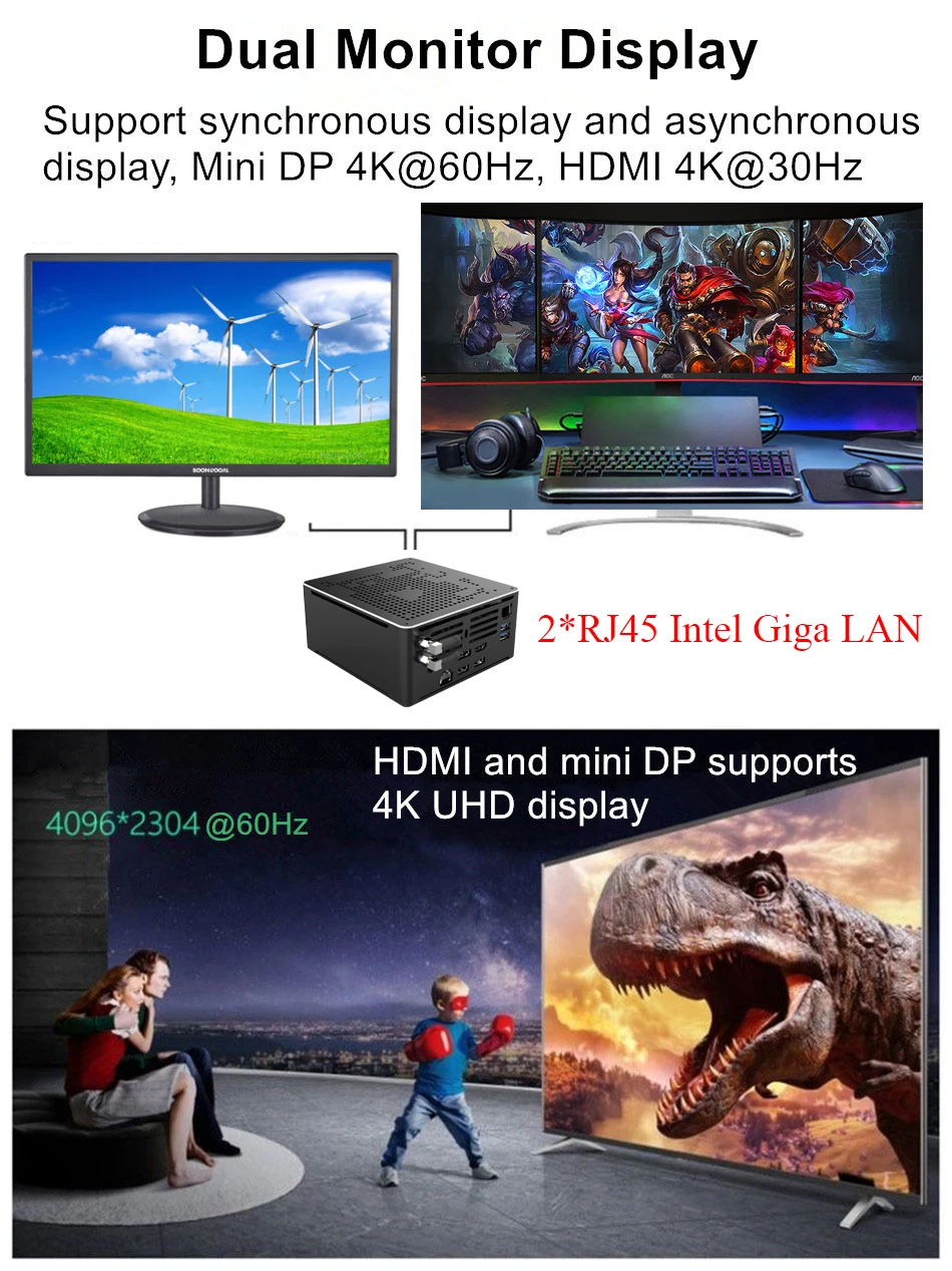 High-Performance Dual LAN Gaming Mini PC with Xeon E Processors, DDR4 Memory, M.2 NVMe, Windows 10/Linux, 4K HTPC, HDMI, DP, and WiFi Connectivity. Description Image.This Product Can Be Found With The Tag Names Barebone Mini PC, Computer Office, Dual lan gaming mini pc