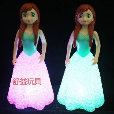 random 1 pcs Холодное сердце Эльза действие Принцесса Кристалл кукла с светодиодный светильник девушка Анна игрушечные фигурки - Цвет: random 1 pcs